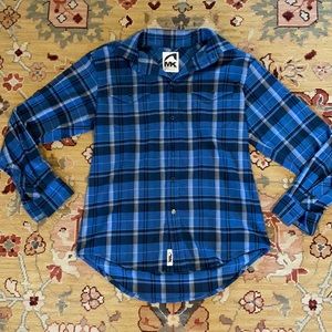 Mountain Khakis Men’s Stretch Flannel Shirt Blue Medium